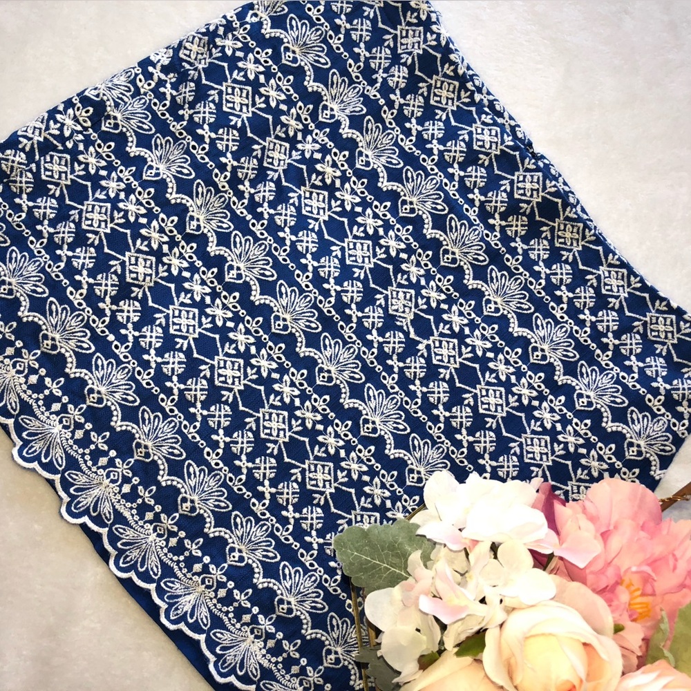 LOFT Blue and White Mini Skirt